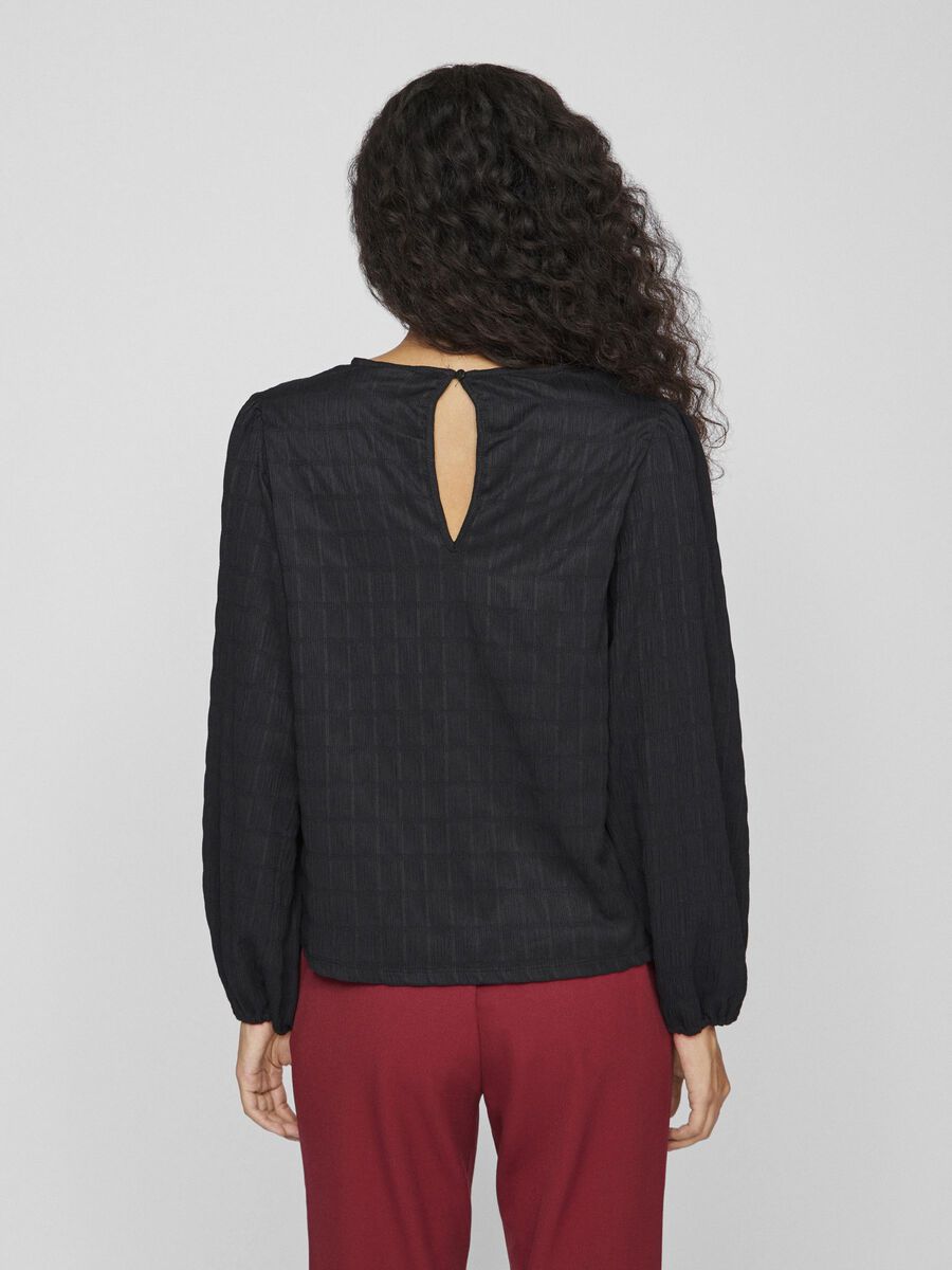 VILA ROUND NECK LONG SLEEVED TOP, Black Beauty, highres - 14098957_BlackBeauty_004.jpg