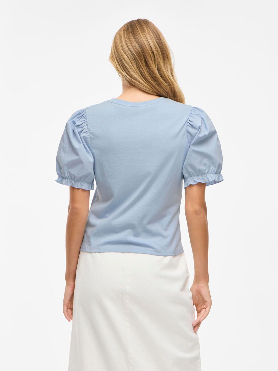 VILA VIRIFA RONDE HALS TOP MET KORTE MOUWEN, Kentucky Blue, highres - 14110249_KentuckyBlue_004.jpg