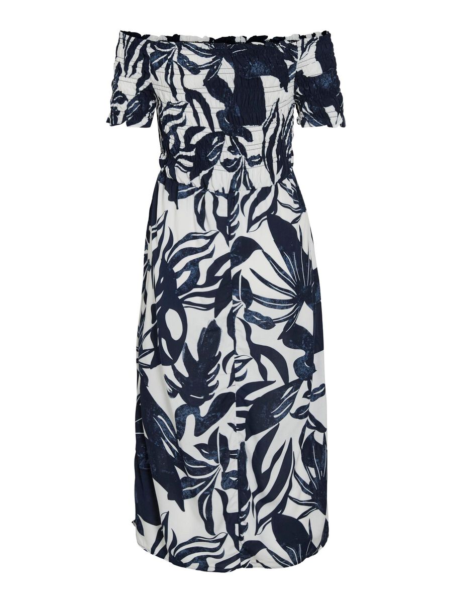 VILA VILISA OFF-SHOULDER MIDI DRESS, Navy Blazer, highres - 14107132_NavyBlazer_1185557_002.jpg