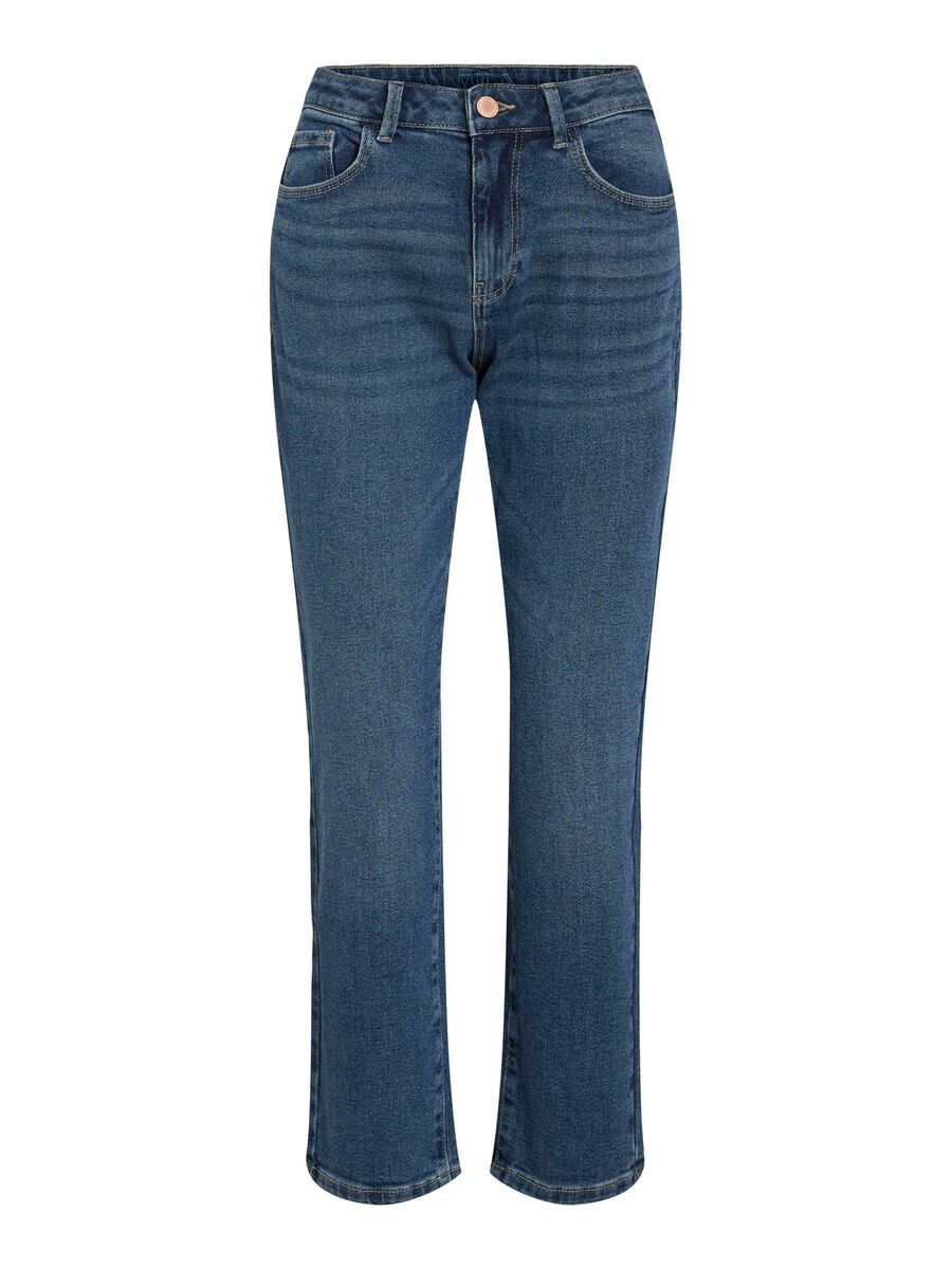 VILA VIALICE MID-WAIST STRAIGHT FIT JEANS, Medium Blue Denim, highres - 14108891_MediumBlueDenim_001.jpg