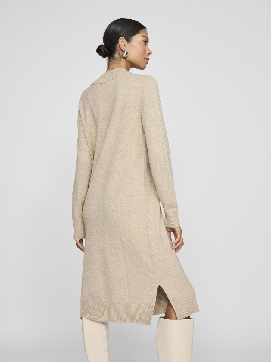 VILA VIRIL LONG SLEEVED MIDI DRESS, Natural Melange, highres - 14061427_NaturalMelange_004.jpg