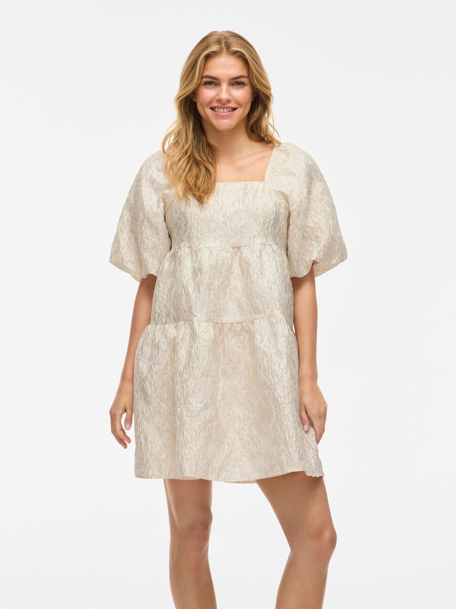 VILA VIHELLA SHORT SLEEVED SHORT DRESS, Birch, highres - 14112411_Birch_1238629_003.jpg