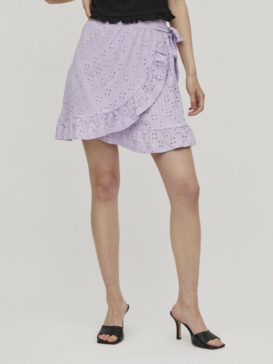 Vila HIGH WAISTED WRAP MINI SKIRT, Pastel Lilac, highres - 14076068_PastelLilac_003.jpg