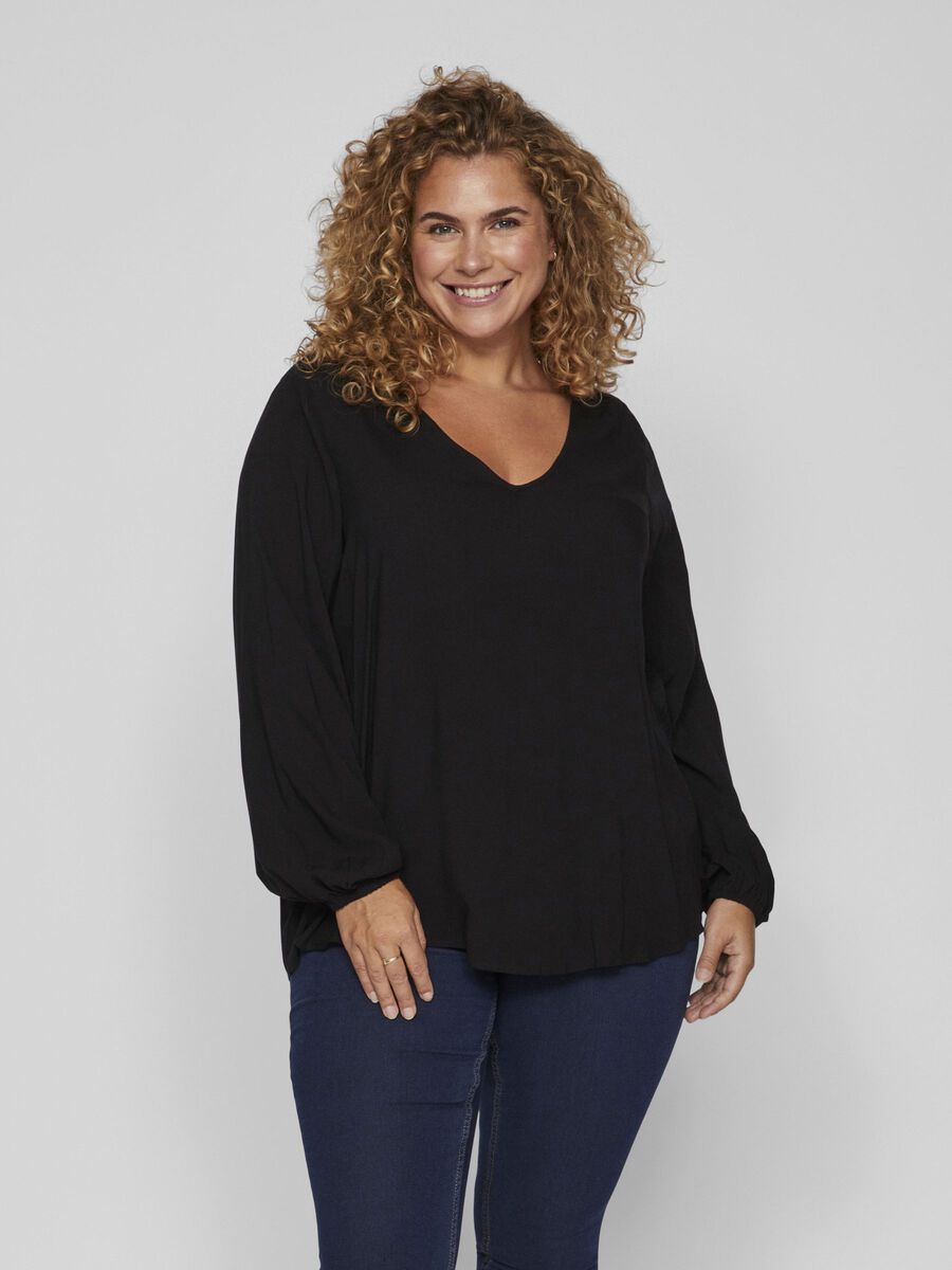 Vila CURVE - LONG SLEEVED BLOUSE, Black, highres - 14088699_Black_003.jpg