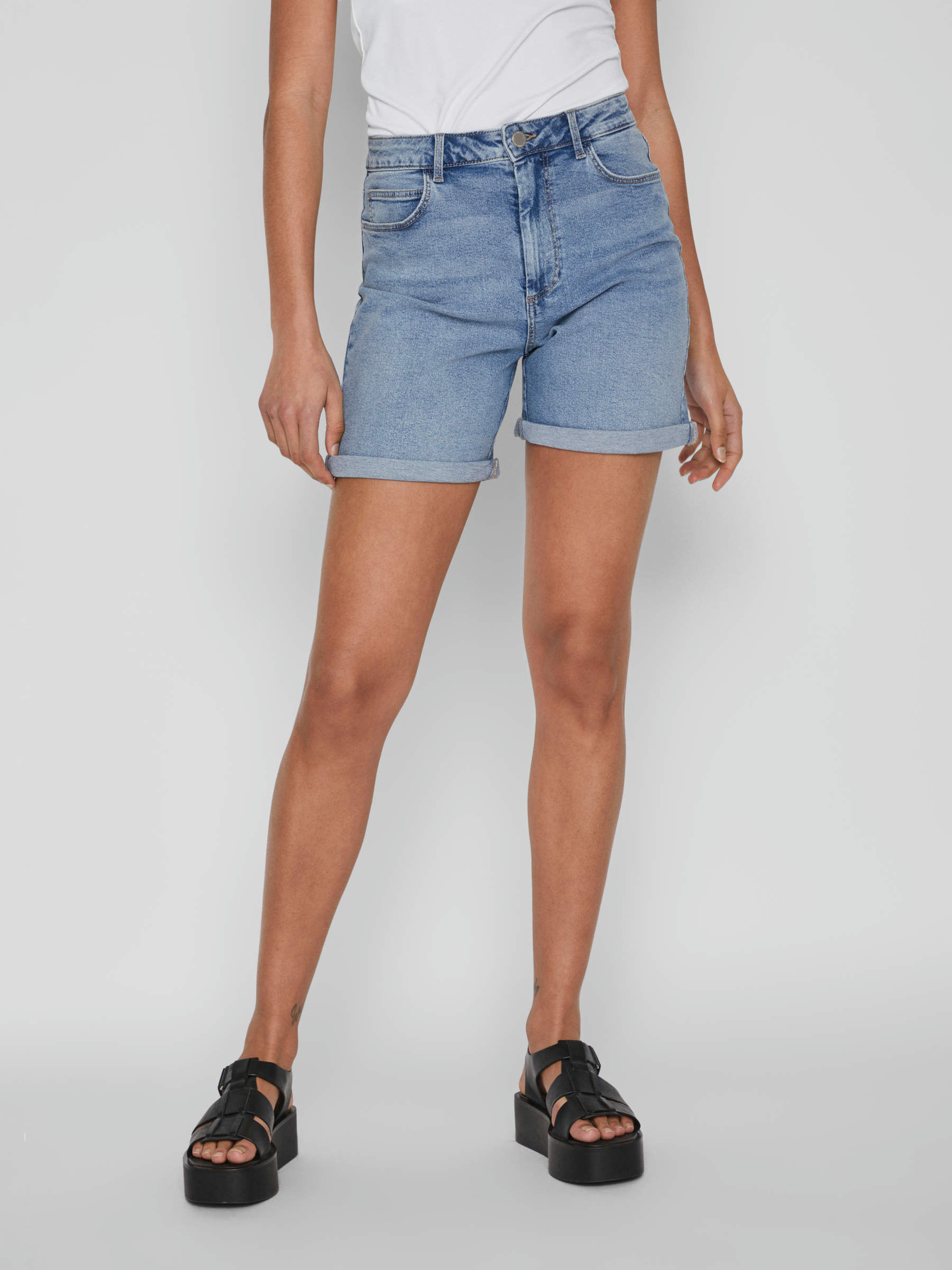 Sundae Blue Denim Asymmetric Shorts – Beginning Boutique US