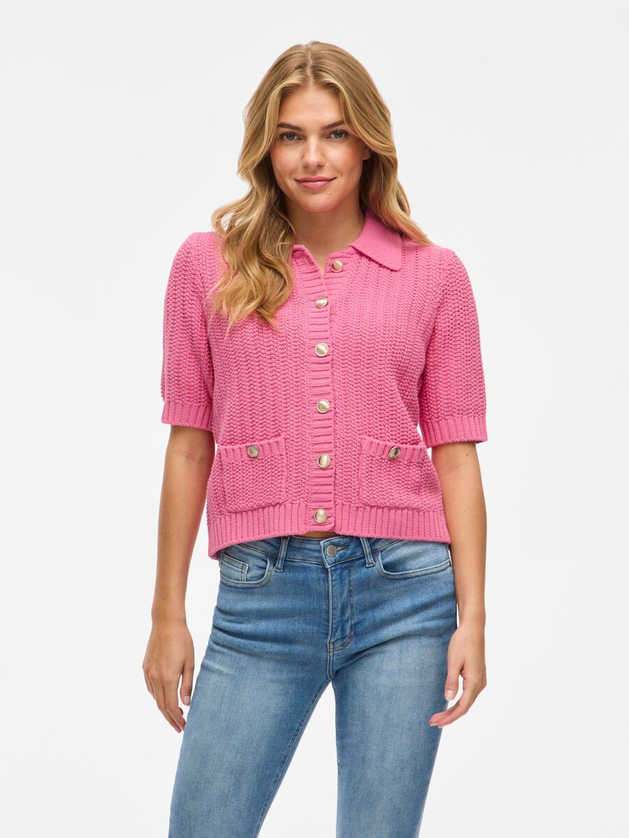 VILA VIGEORGIE SHORT SLEEVED KNITTED CARDIGAN, Sangria Sunset, highres - 14108101_SangriaSunset_003.jpg