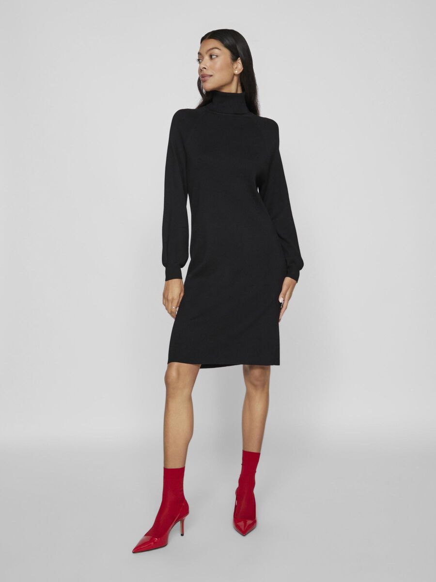 VILA VIOSTRIA ROLLKRAGEN STRICKKLEID, Black Beauty, highres - 14094192_BlackBeauty_003.jpg