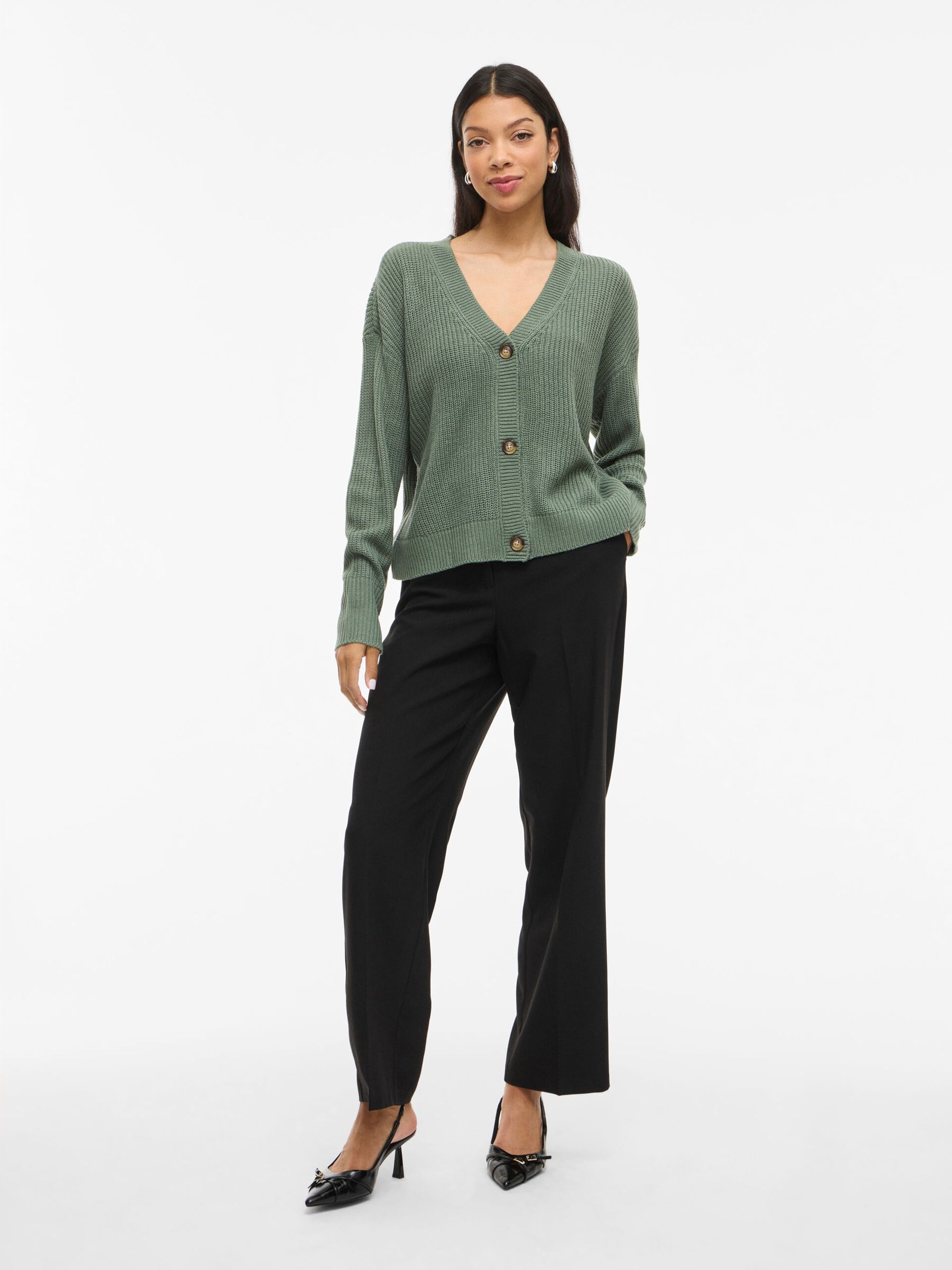 Carousel image - VIAVELINE V-NECK KNITTED CARDIGAN, Laurel Wreath | 4
