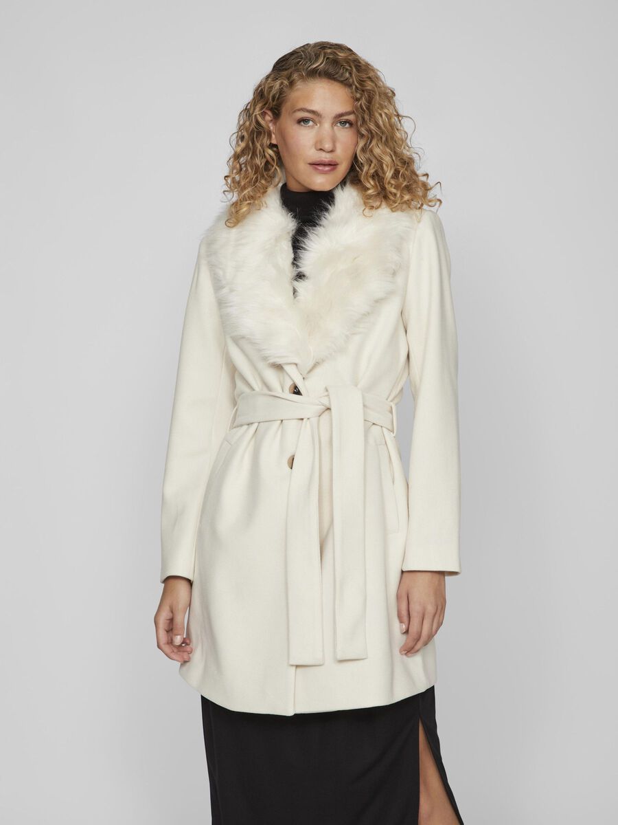 Vila FAUX COLLAR COAT, Birch, highres - 14076901_Birch_003.jpg