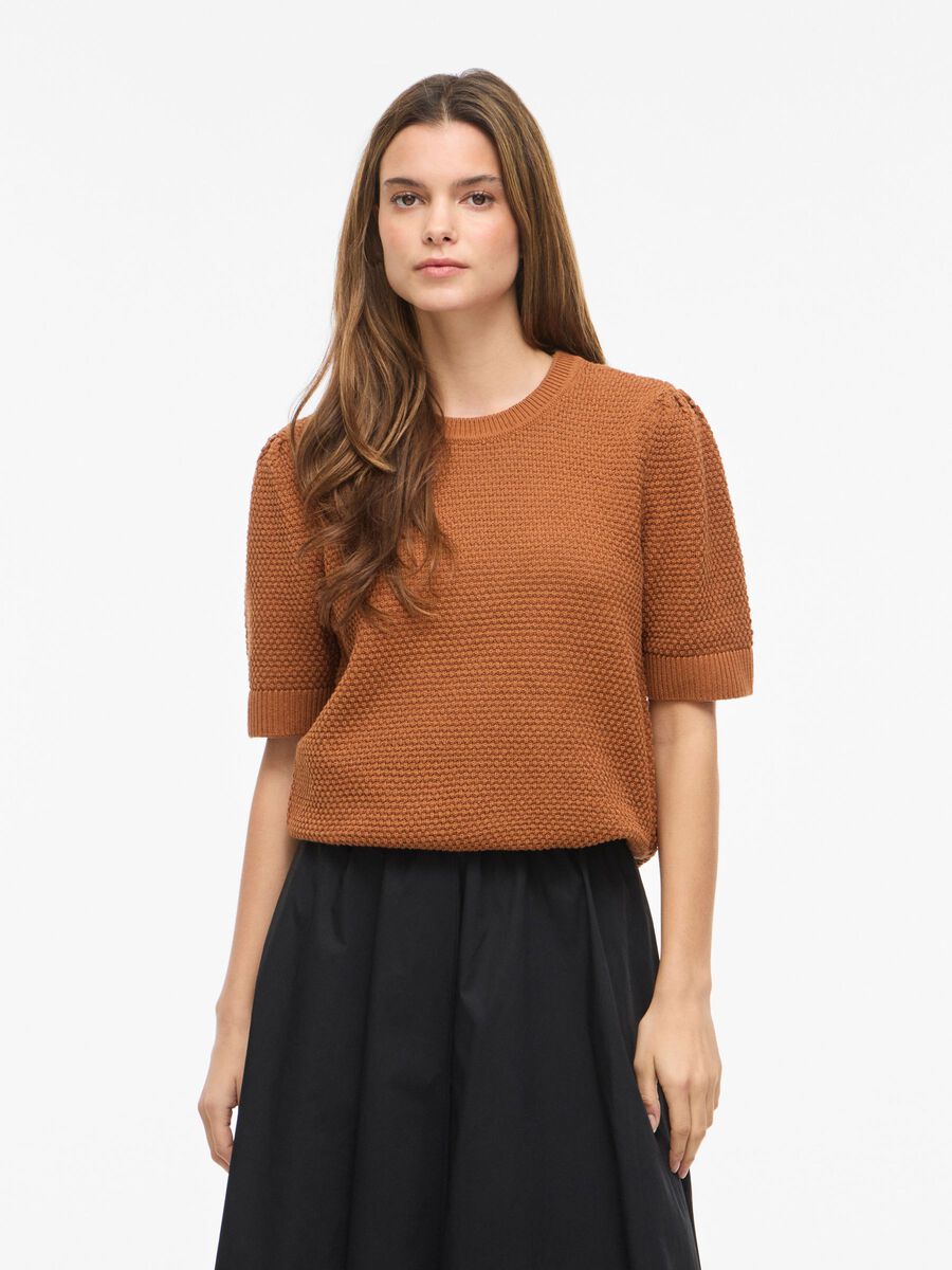 Carousel image - &Agrave; MANCHES COURTES TOP EN MAILLE, Argan Oil | 1