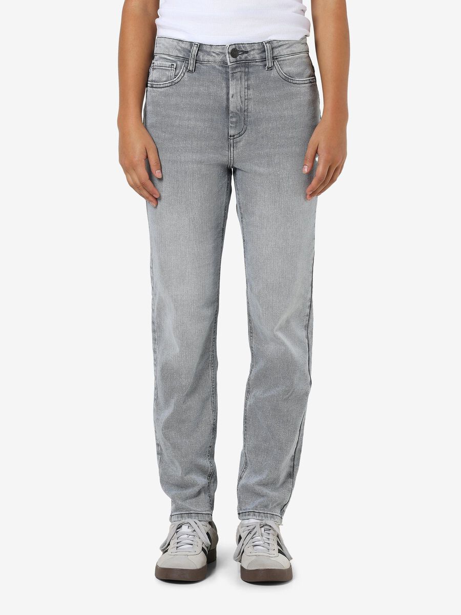 Noisy May NMMONI HIGH WAISTED STRAIGHT FIT JEANS, Light Grey Denim, highres - 27027468_LightGreyDenim_003.jpg