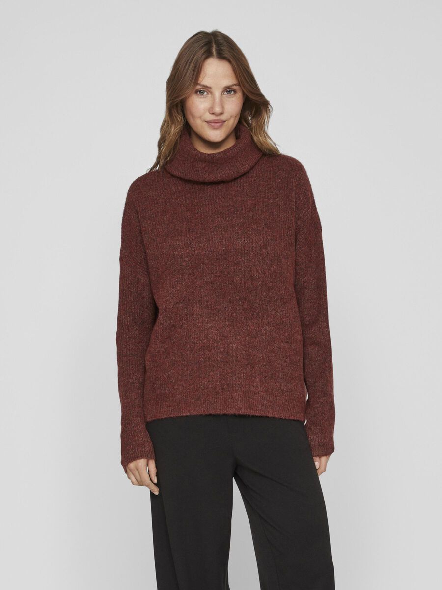 Vila TURTLENECK KNITTED PULLOVER, Fired Brick, highres - 14074314_FiredBrick_948373_003.jpg