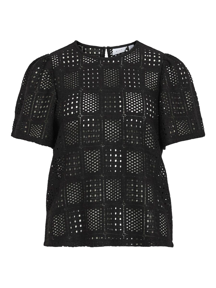 VILA ROUND NECK SHORT SLEEVED TOP, Black Beauty, highres - 14106577_BlackBeauty_001.jpg