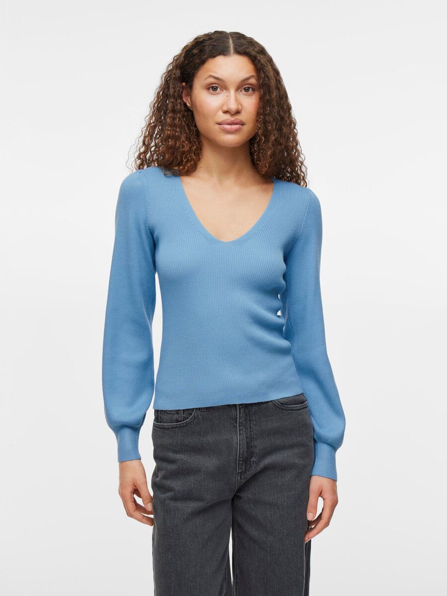 VILA V-RINGNING STICKAD TOPP, Blissful Blue, highres - 14104962_BlissfulBlue_003.jpg