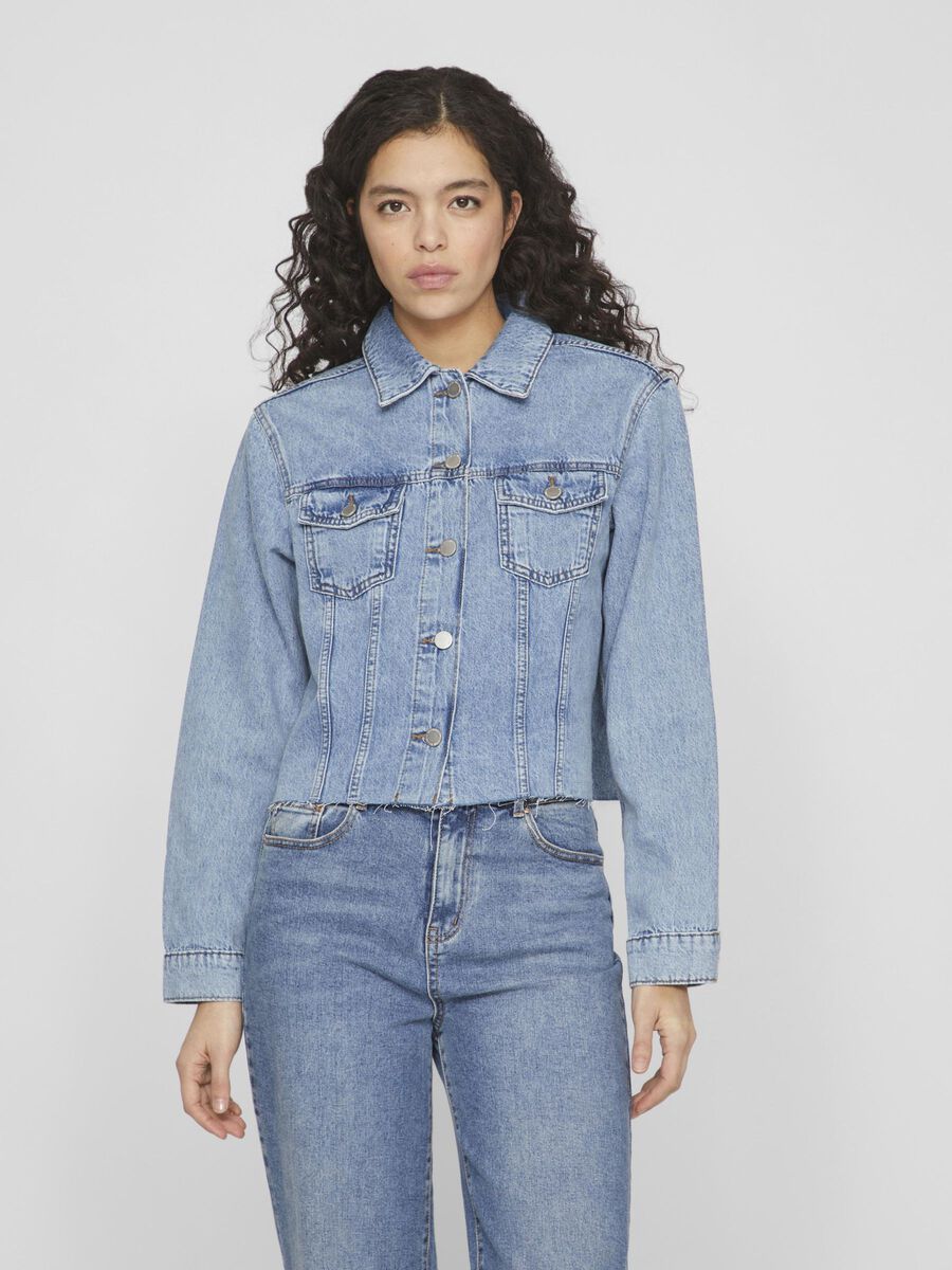 VILA LONGITUD RECORTADA CHAQUETA VAQUERA, Medium Blue Denim, highres - 14095175_MediumBlueDenim_003.jpg