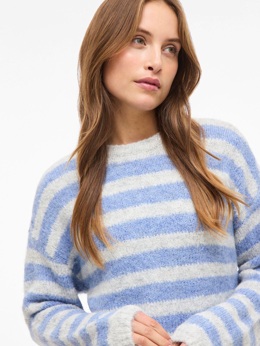 Carousel image - VIMARLEY STRIPED KNITTED PULLOVER, Light Grey Melange | 3