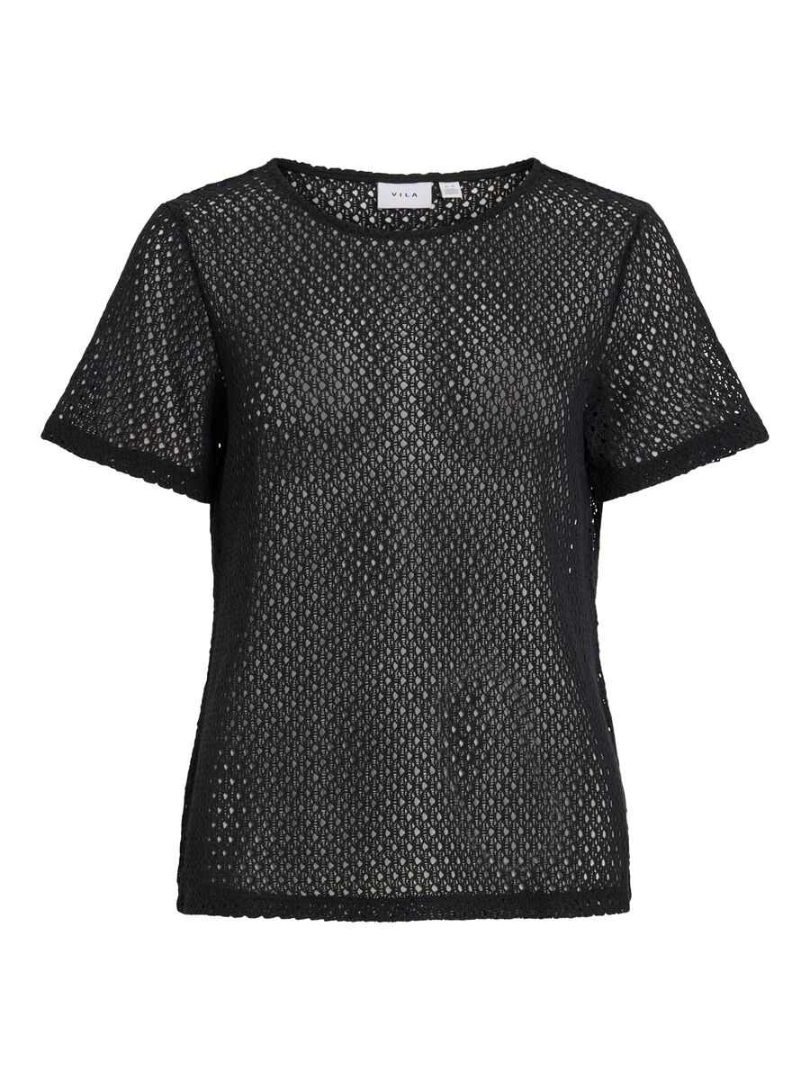 VILA ROUND NECK SHORT SLEEVED TOP, Black Beauty, highres - 14103333_BlackBeauty_001.jpg