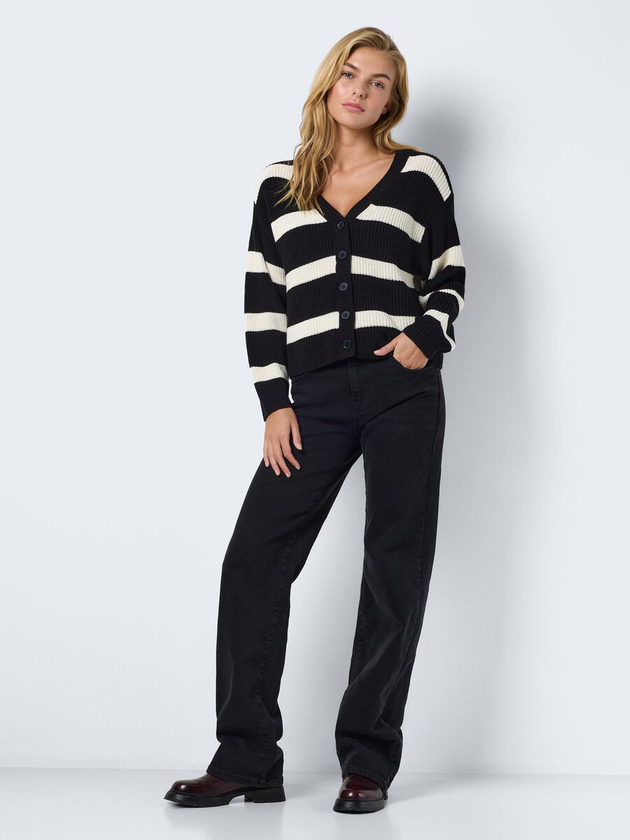 Noisy May STRIPED CARDIGAN, Black, highres - 27032313_Black_1162469_004.jpg