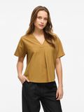 VILA V-NECK SHORT SLEEVED TOP, Wood Thrush, highres - 14096245_WoodThrush_003.jpg