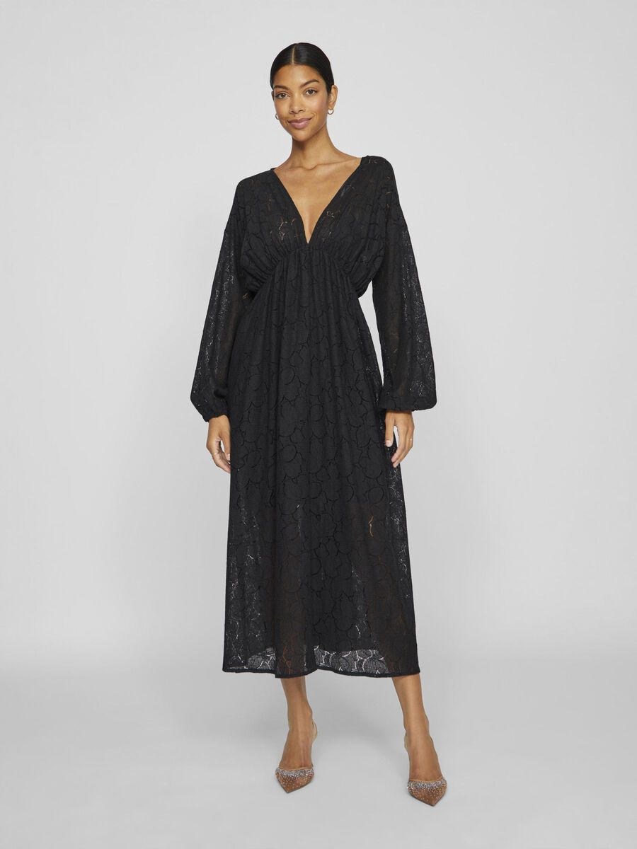 VILA V-NECK MAXI DRESS, Black, highres - 14107904_Black_003.jpg