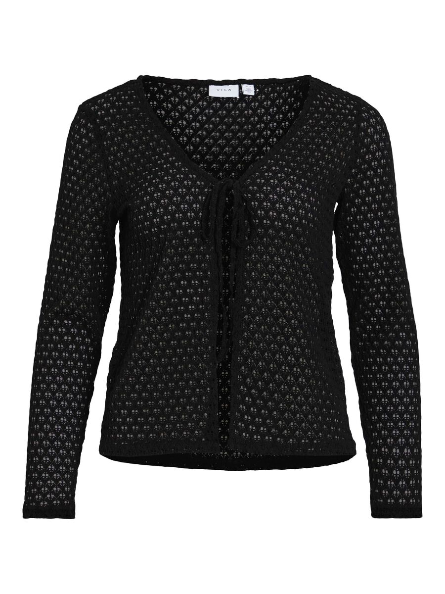 VILA V-AUSSCHNITT STRICKJACKE, Black Beauty, highres - 14104210_BlackBeauty_001.jpg