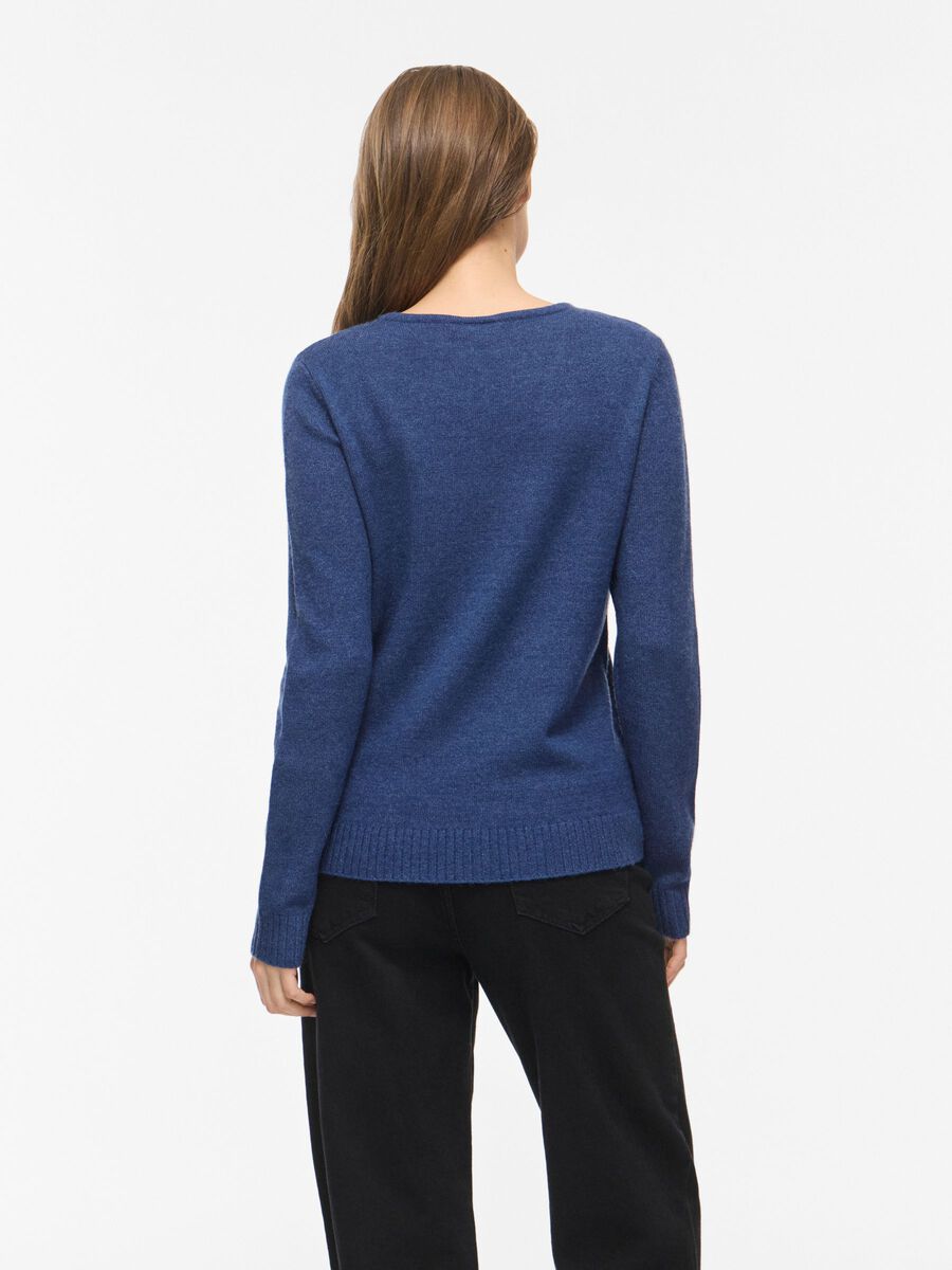 Carousel image - VIRIL V-NECK KNITTED PULLOVER, Navy Peony | 2
