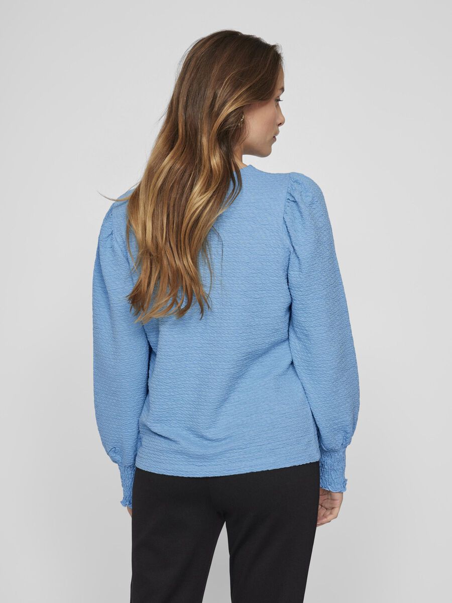 VILA ROUND NECK LONG SLEEVED TOP, Blissful Blue, highres - 14102354_BlissfulBlue_004.jpg