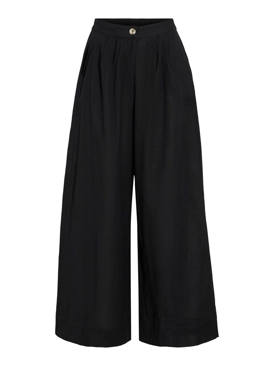 VILA VIETNI HIGH WAIST WIDE-LEG TROUSERS, Black Beauty, highres - 14107995_BlackBeauty_001.jpg