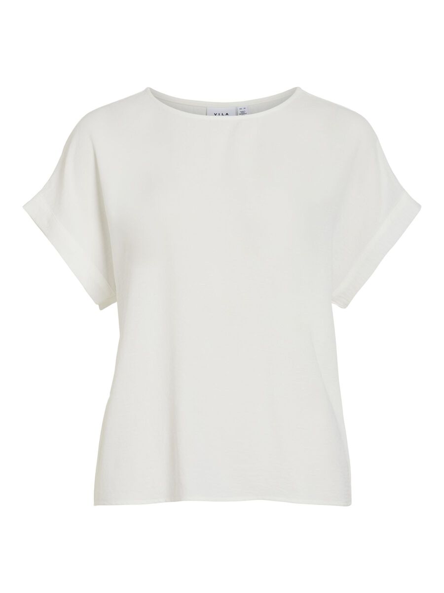 VILA ROUND NECK SHORT SLEEVED TOP, Snow White, highres - 14101663_SnowWhite_001.jpg