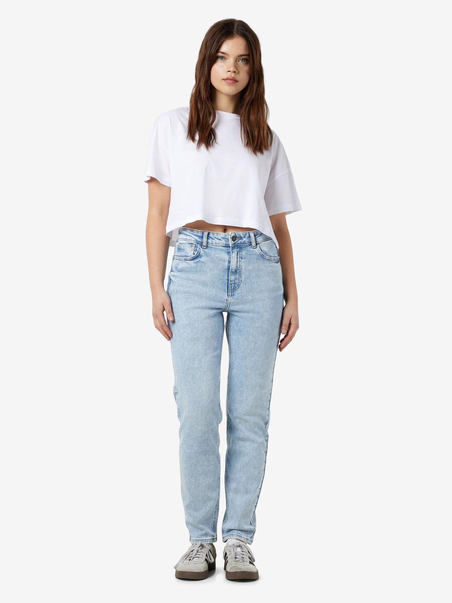 Noisy May NMMONI CROPPAD HÖG MIDJA STRAIGHT FIT-JEANS, Light Blue Denim, highres - 27029555_LightBlueDenim_004.jpg