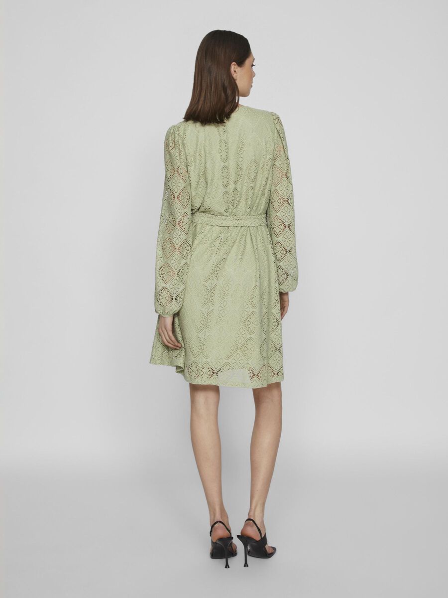 VILA TIE WAIST LONG SLEEVED DRESS, Swamp, highres - 14095039_Swamp_004.jpg