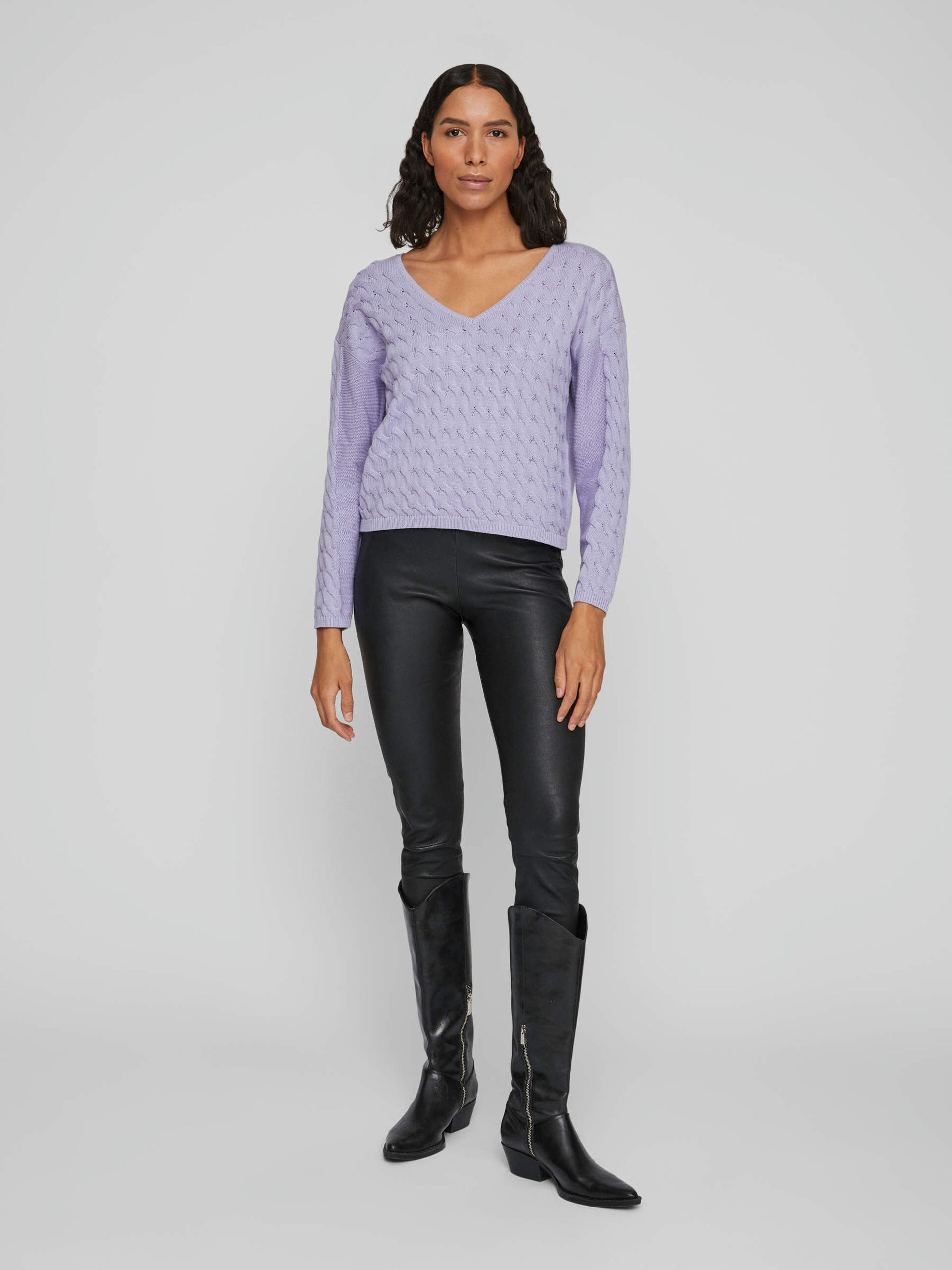 CABLE KNITTED TOP (Purple) | Vila Online Shop