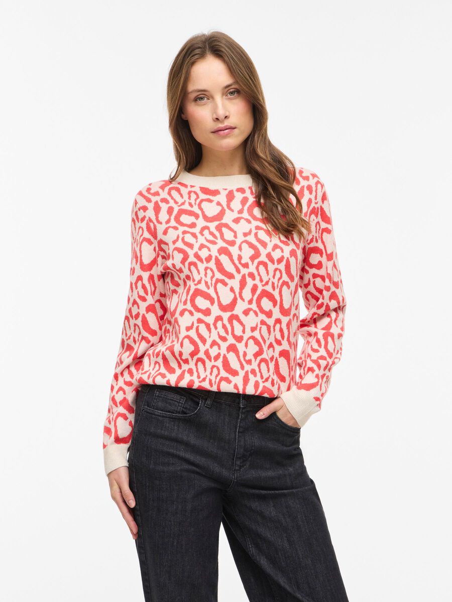 Product carousel image - JACQUARD STRIKKET PULLOVER, Hibiscus | 1