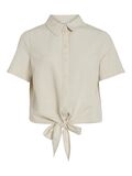 VILA FRONT KNOT SHORT SLEEVED SHIRT, Super Light Natural Melan, highres - 14096244_SuperLightNaturalMelan_001.jpg