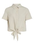 Vila FRONT KNOT SHORT SLEEVED SHIRT, Super Light Natural Melan, highres - 14096244_SuperLightNaturalMelan_001.jpg