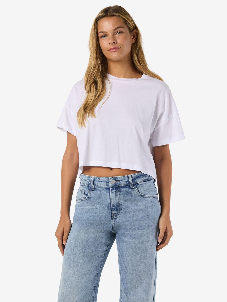 Product carousel image - SHORT SLEEVED SEMI CROPPED TOP, Bright White | 1