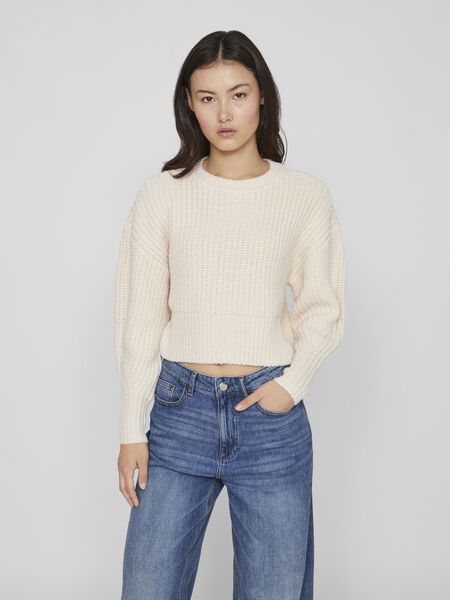 Vila PETITE - OVERSIZE KNITTED PULLOVER, White Sand, highres - 14082422_WhiteSand_003.jpg
