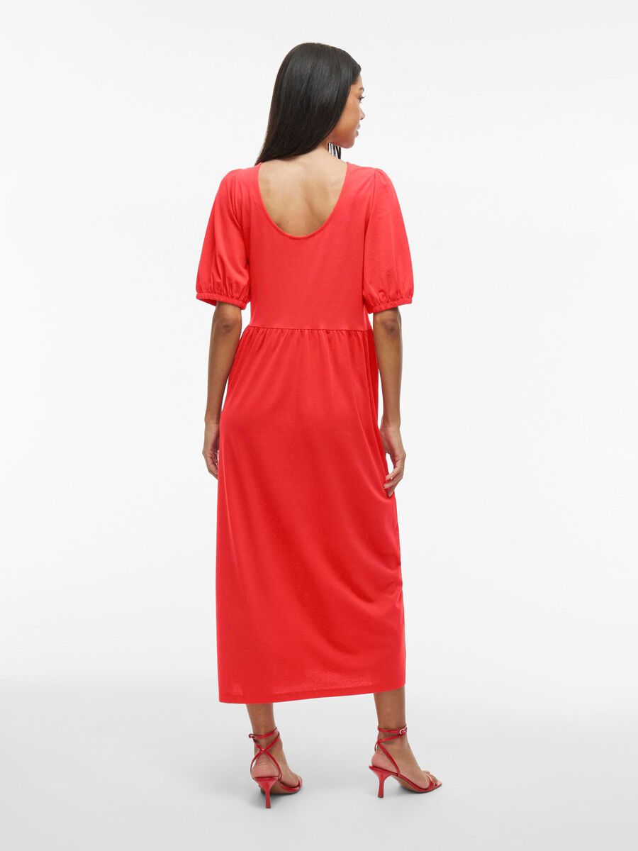 VILA SHORT SLEEVED MIDI DRESS, Poppy Red, highres - 14105717_PoppyRed_004.jpg