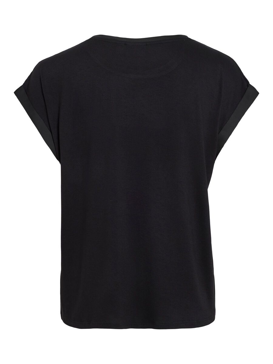 VILA VIELLETTE SHORT SLEEVED TOP, Black, highres - 14059563_Black_002.jpg