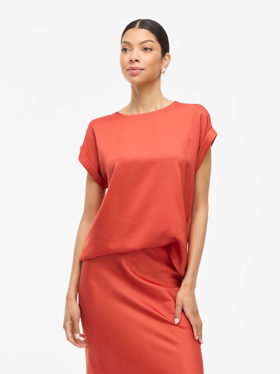 VILA VIELLETTE SHORT SLEEVED TOP, Paprika, highres - 14059563_Paprika_003.jpg