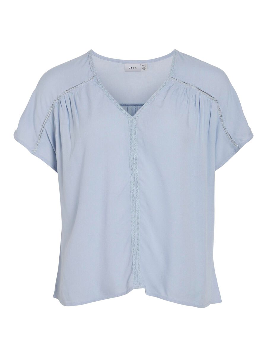 VILA V-HALS TOP MET KORTE MOUWEN, Kentucky Blue, highres - 14106951_KentuckyBlue_001.jpg