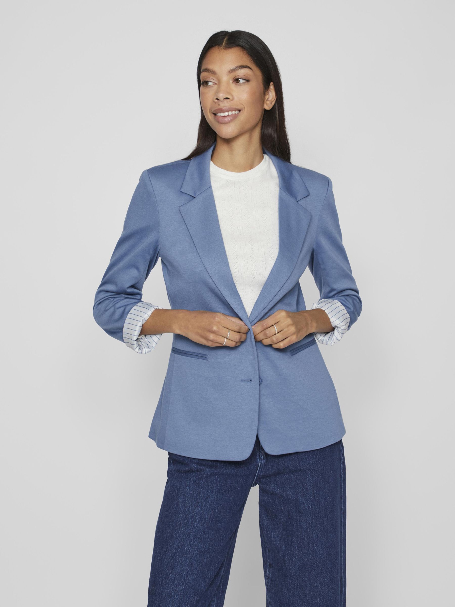 Blue jersey blazer top
