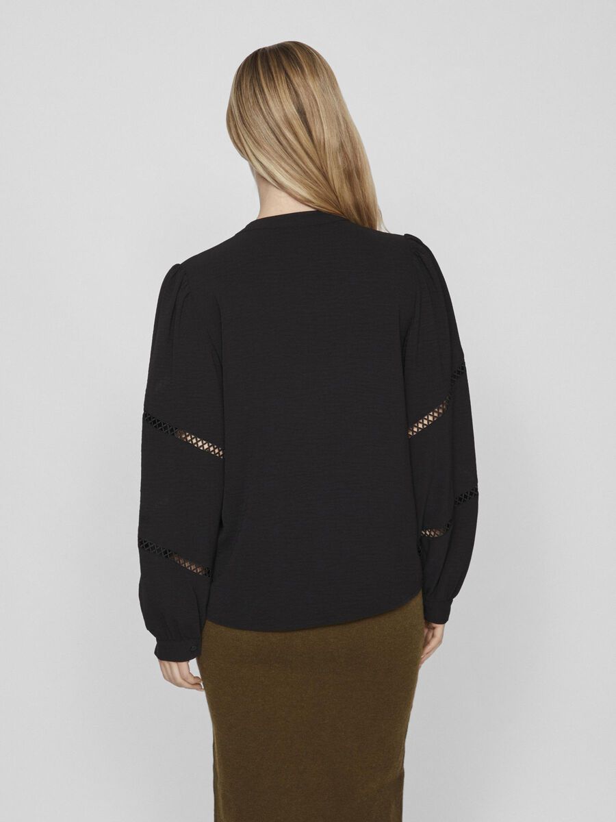 VILA ROUND NECK LONG SLEEVED SHIRT, Black Beauty, highres - 14100708_BlackBeauty_004.jpg