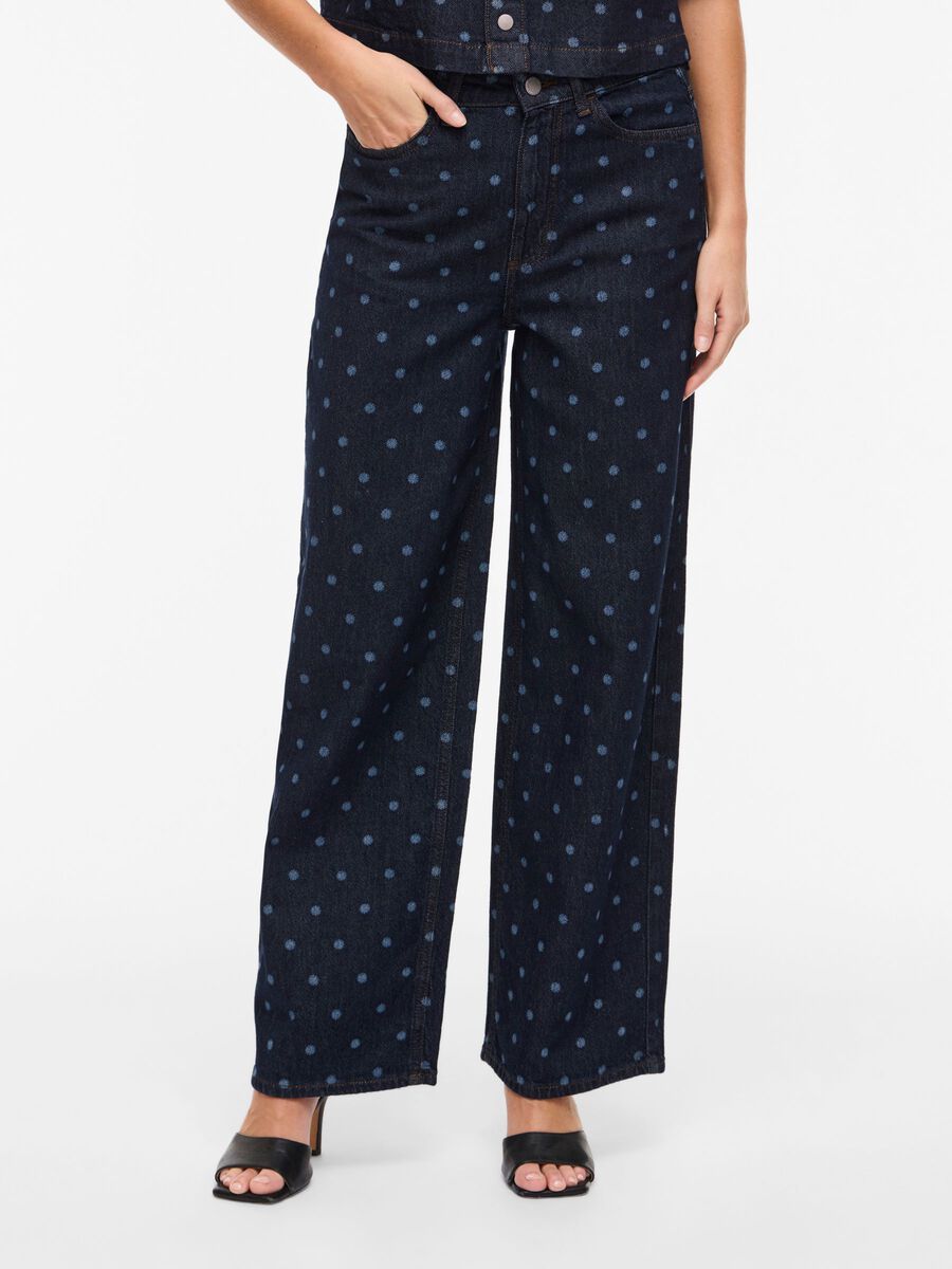 Product carousel image - VIFREYA DOTTED WIDE FIT JEANS, Dark Blue Denim | 1