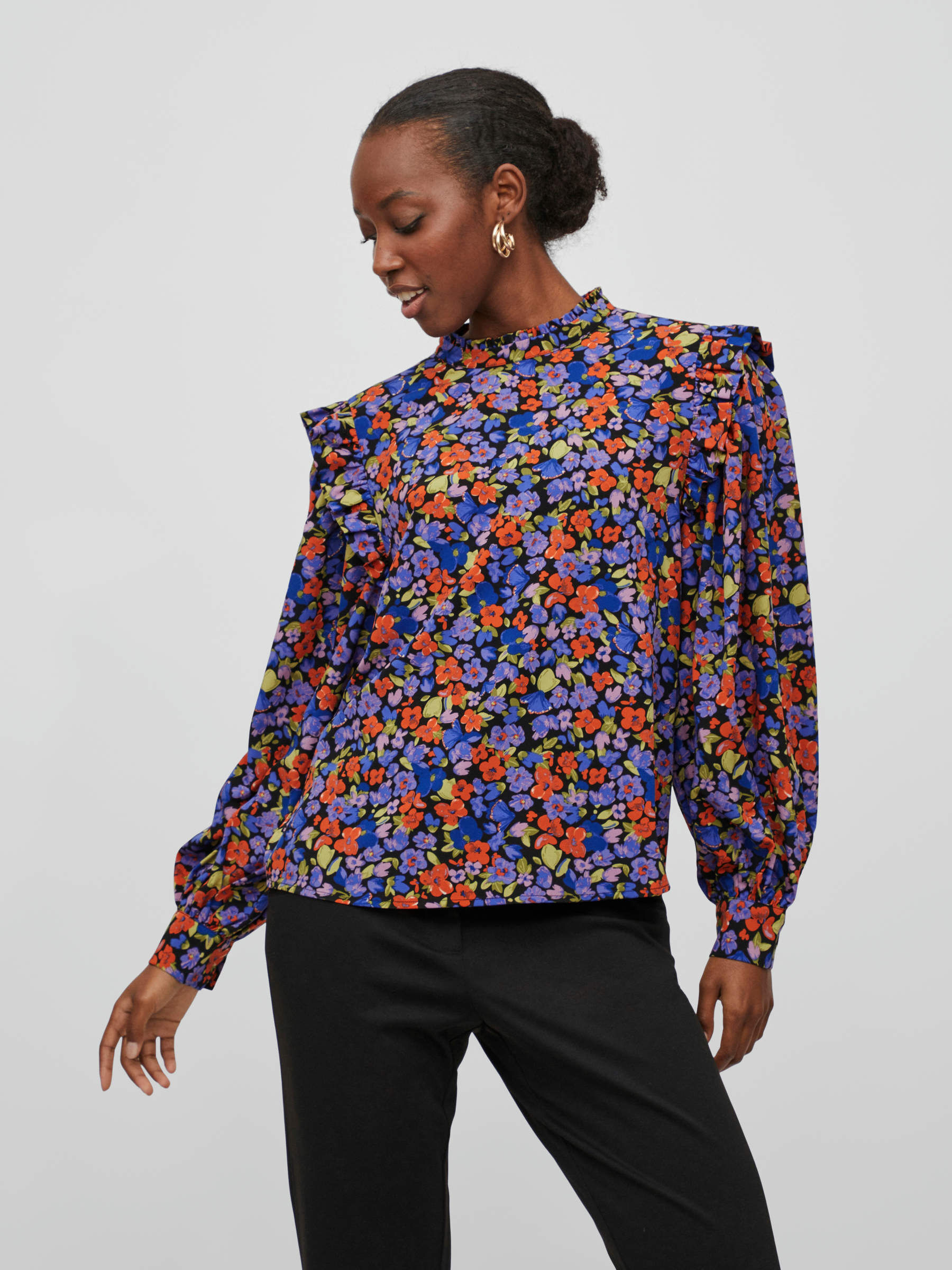 FRILL LONG SLEEVED BLOUSE Coloured VILA