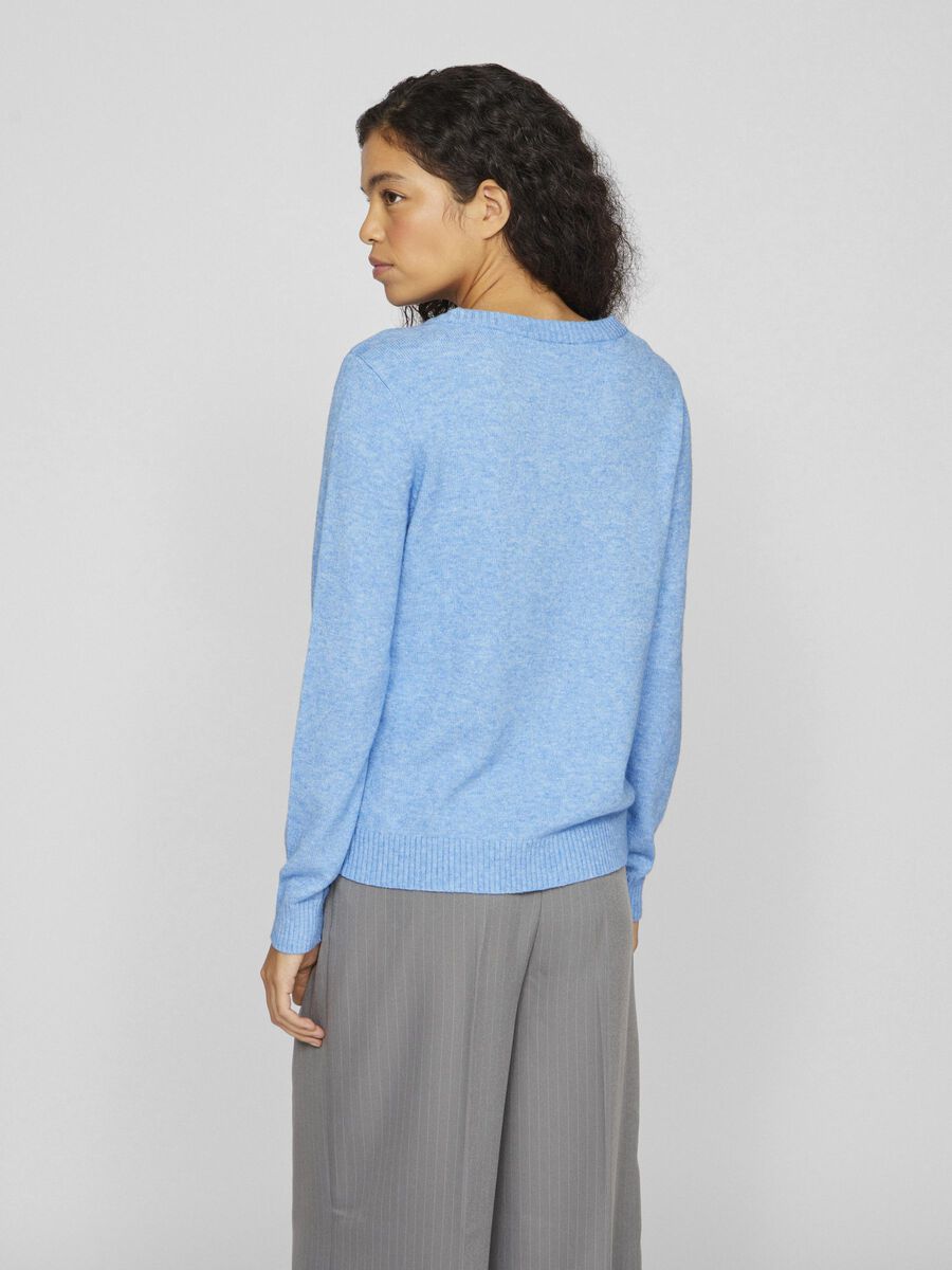 VILA VIRIL ROUND NECK KNITTED PULLOVER, Blissful Blue, highres - 14054177_BlissfulBlue_972274_004.jpg