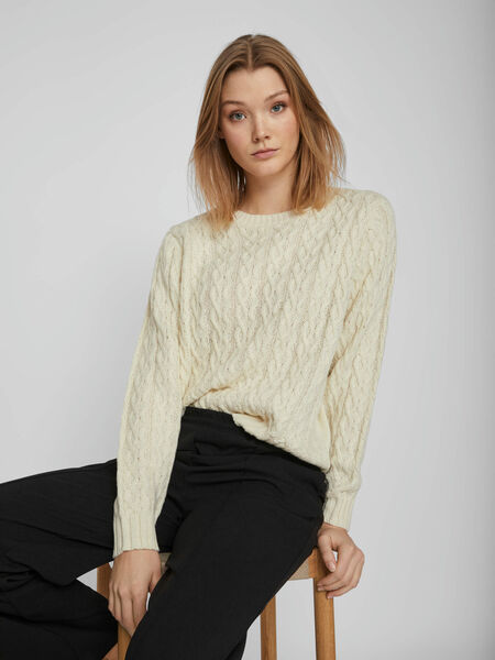 Vila CABLE KNITTED PULLOVER, Birch, highres - 14080488_Birch_003.jpg
