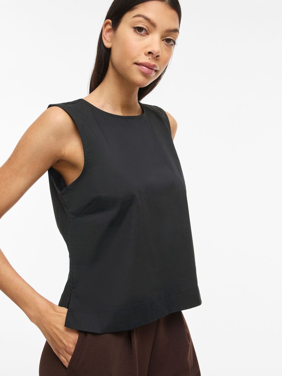 Carousel image - VIVALENCIA ROUND NECK SLEEVELESS TOP, Black Beauty | 3