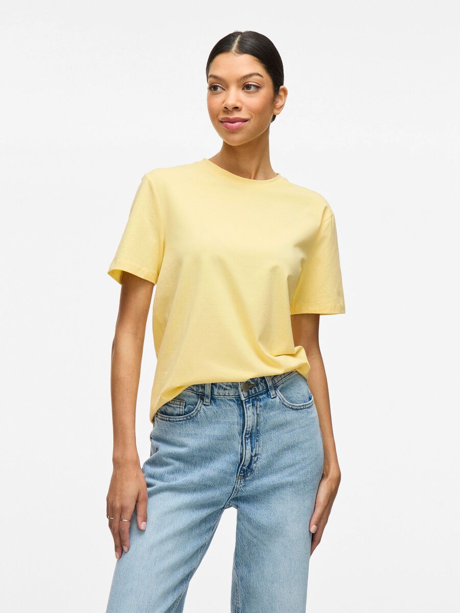 VILA VINORA ROUND NECK T-SHIRT, Pale Banana, highres - 14103448_PaleBanana_003.jpg