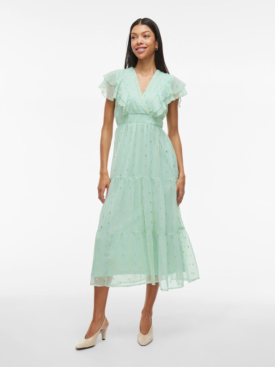 VILA V-NECK MIDI DRESS, Silt Green, highres - 14106440_SiltGreen_1179670_003.jpg